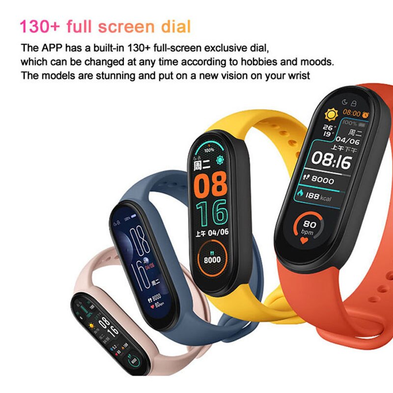 Xiaomi-pulsera inteligente Mi Band 6, dispositivo con control del ritmo cardíaco y del oxígeno en sangre, Pantalla AMOLED a Color de 1,56 pulgadas, Bluetooth, 5 colores
