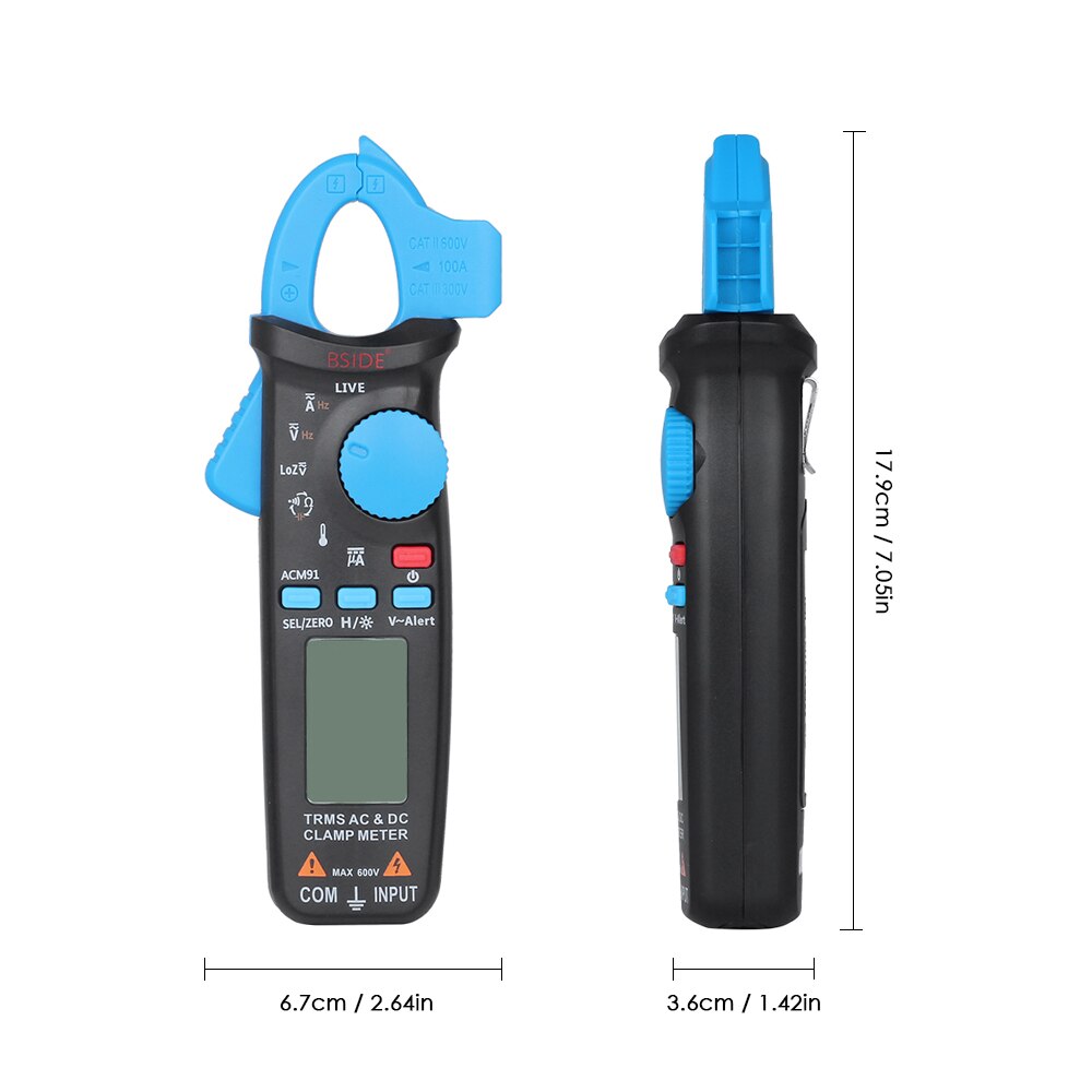 LCD Digital Clamp Meter Multimeter Voltage Current Temperature Frequency Measurement Tester