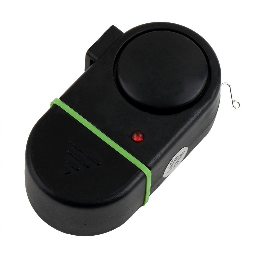 Electronic Bite Fish Strike Sound Alarm Sensor Bell Clip-On Fishing Rod Pole Tackle W/ LED Light with 3*AG-13 Button Cell Black