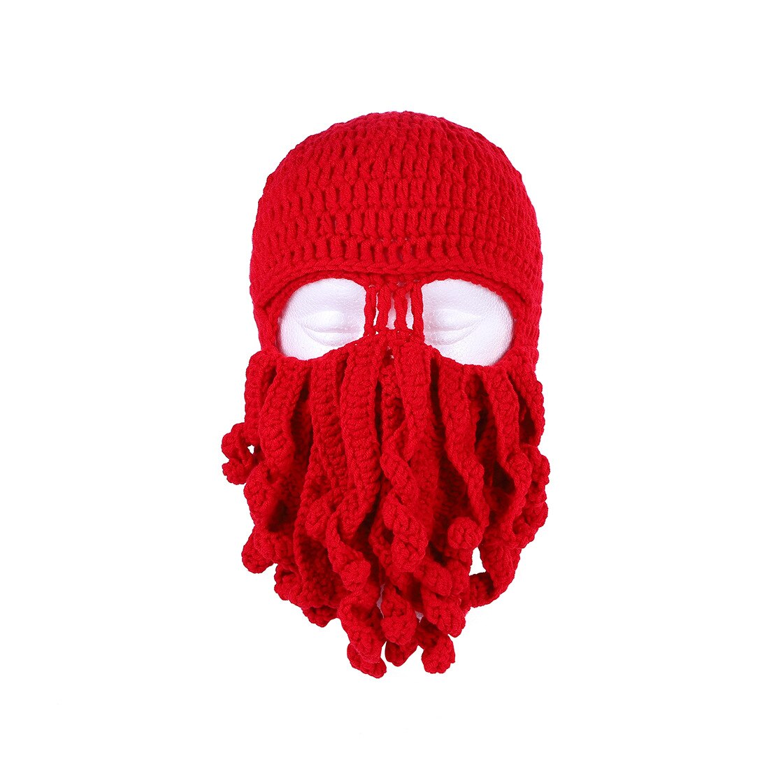 Unisex vinter varm och vindtät stickad hatt personlighet bläckfisk skägg cosplay bläckfisk hatt ansiktsmask ull mångfärgad skidhatt: G