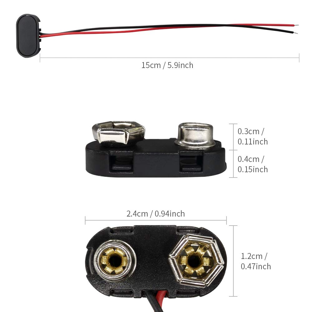 Connecteur de batterie 9V, 10 pièces, Type T, Type I, connecteur à boucle 9 volts, coque en plastique dur, câble d'alimentation de batterie, Clip de prise de cordon