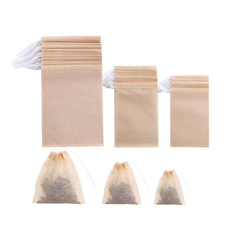 400 Pack Disposable Drawstring Tea Filter Bags Safe & Natural Unbleached Paper Tea Infuser Drawstring Empty Bag for Loose Leaf T