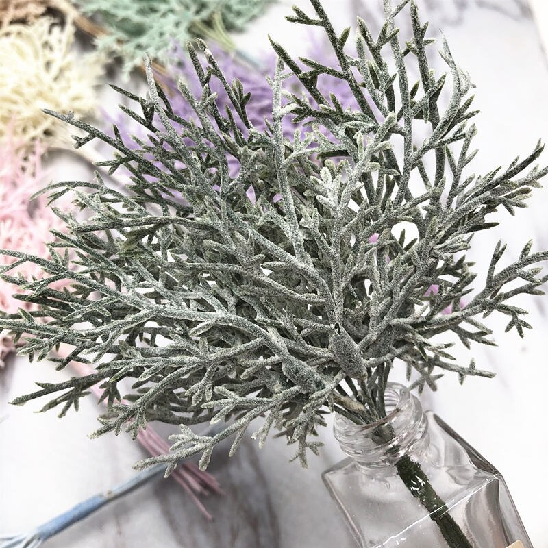 1 flok  of 10 stk kunstig plante fyr gren juletræ bryllup dekoration diy håndlavet tilbehør børns buket