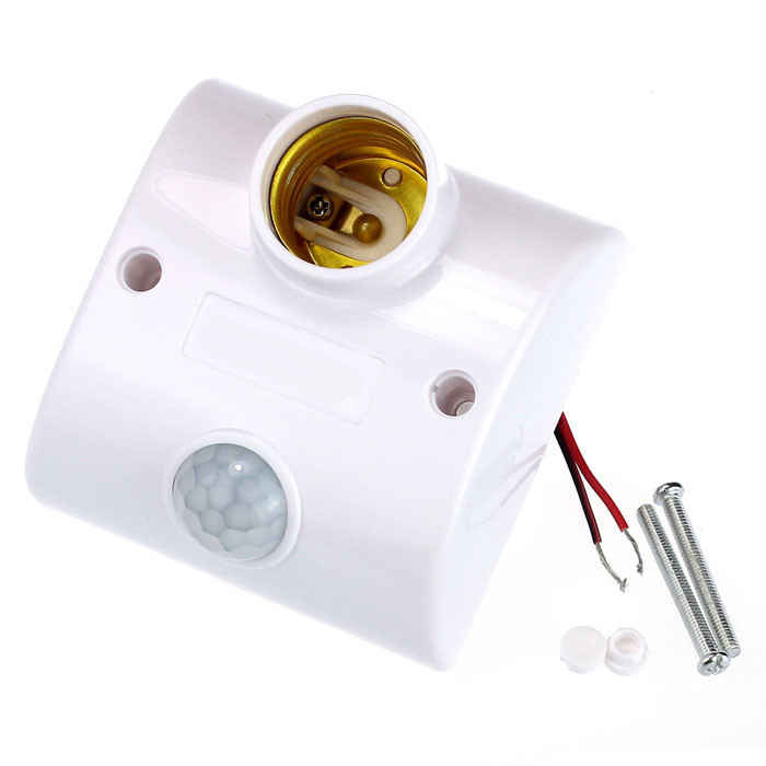 AC 220v 50/60HZ Motion Sensing Switch Infrared Motion Sensor Automatic Light Lamp Holder Switch White#20