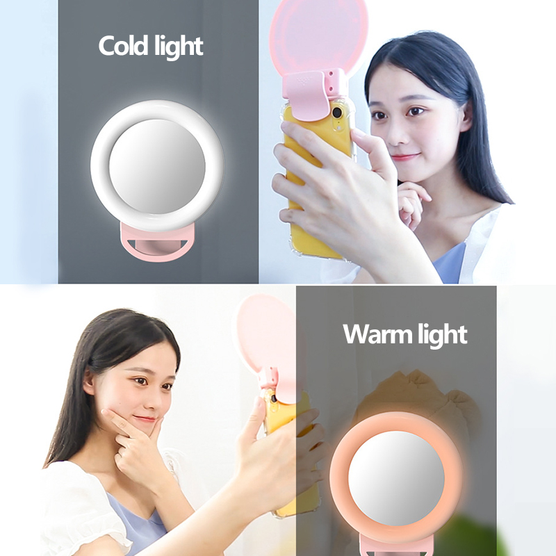 Universele Led Selfie Ring Vullen Licht Clip Dimbare Led Ring Lamp Fotografie Met Spiegel Voor Makeup Video Live Aro de Luz