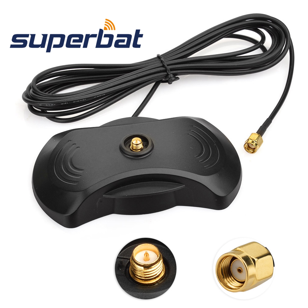 Superbat 2.4Ghz Wifi/Gsm/3G/4G Lte Antenne Base Met RP-SMA Jack Connector Sterke magnetische Antenne Base