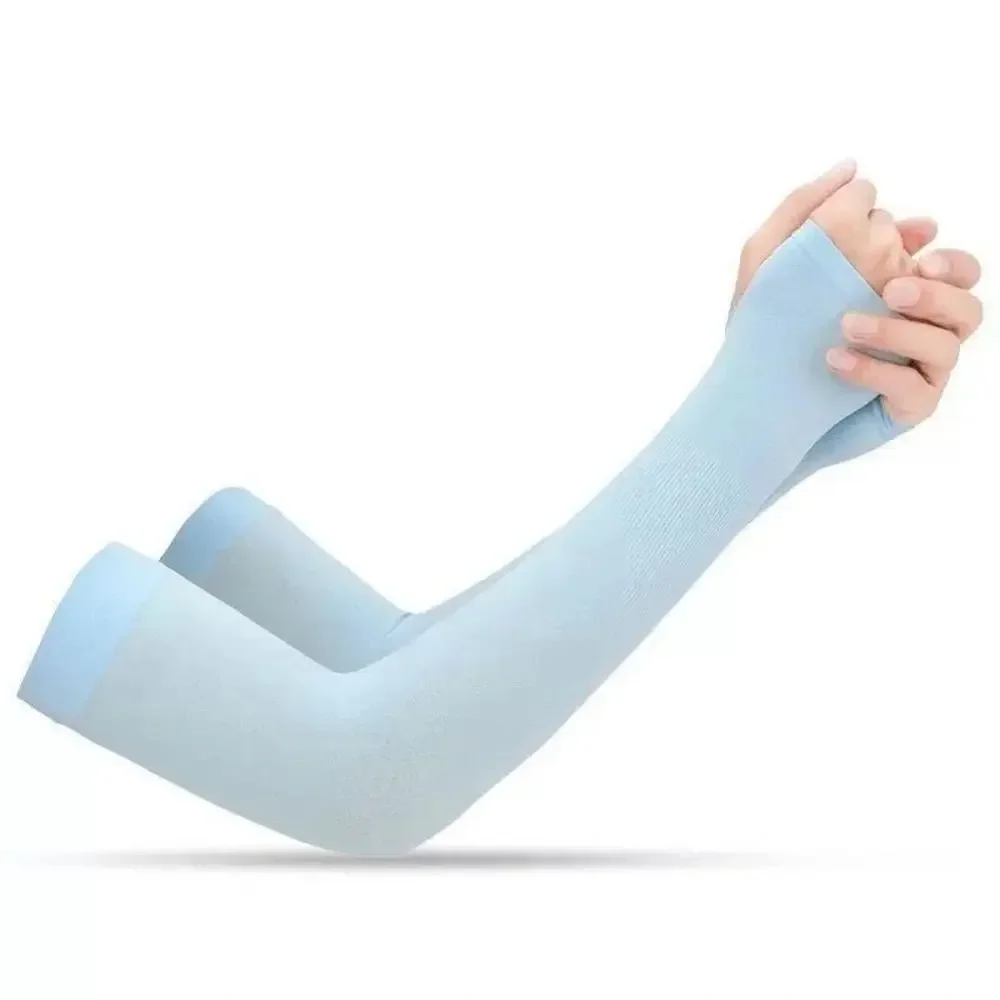 1 Paar kühlende Armstulpen, unisex, draussen, Sonnenschutz, Armstulpen, fingerlos, lang, Anti-Sonnenbrand, Radfahren, Angeln, Sportstulpen: Grün