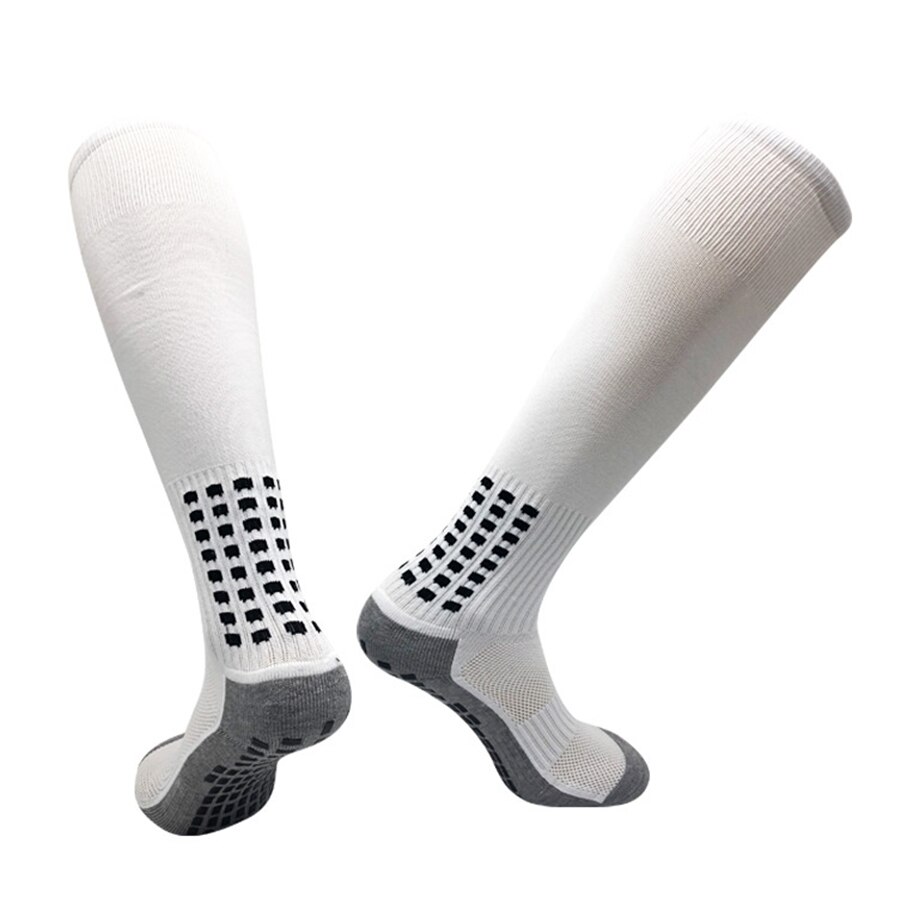 Fodbold sports sokker skridsikker åndbar lang strømpe fodbold kompression cirkulation basketball sokker voksne: Hvid