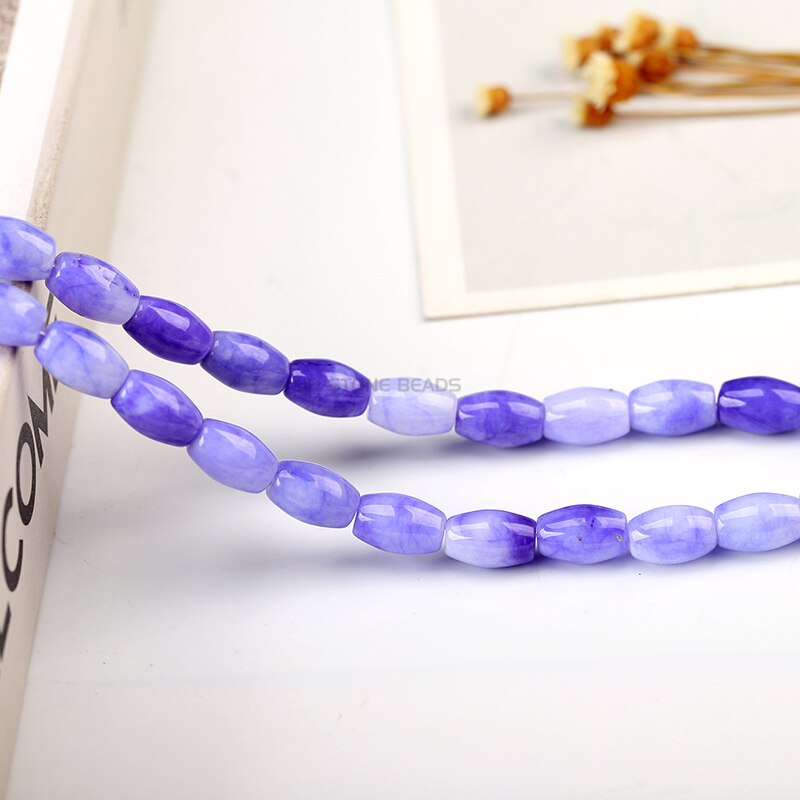 Natural Rice Shape Chalcedony Stone Beads Accessories For Jewelry Making Smooth Loose Colorful Gem Stone Beads