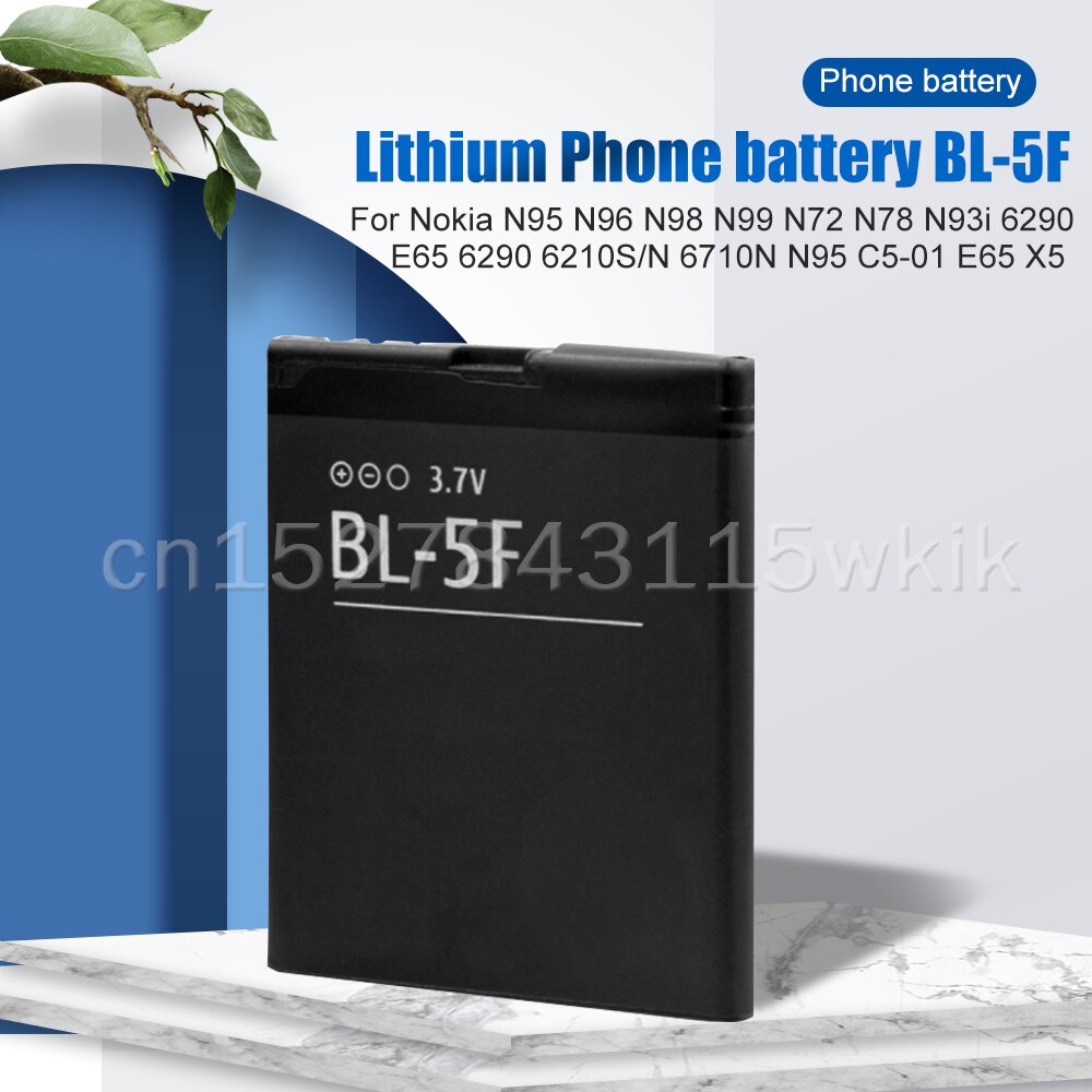 BL-5F BL5F BL 5F Remplacement Batterie De Téléphone Pour Nokia N95 N96 N98 N99 N72 N78 N93i 6290 E65 6290 6210S/N 6710N N95 C5-01 E65 X5