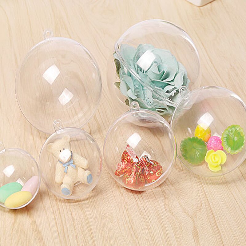 4-16cm Transparent Plastic Fillable Baubles Hollow Round Ball Eternal Flower Ball Wedding Valentine Christmas Decoration