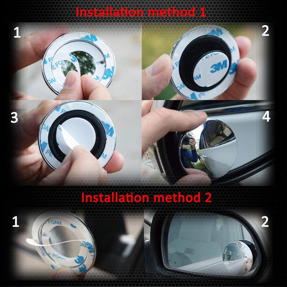 2Pcs Car Mirror HD Convex Mirror Blind Spot Auto Rearview Mirror 360 Degree Wide Angle Vehicle Parking Rimless Mirrors