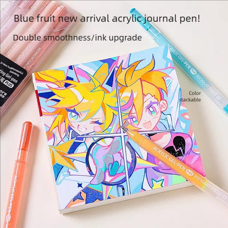 LANGUO 6Color Highlighter Marker Pens Acrylic Painting Art Markers Quick-Dry Non-Toxic for Students Supplies Korean Stationery