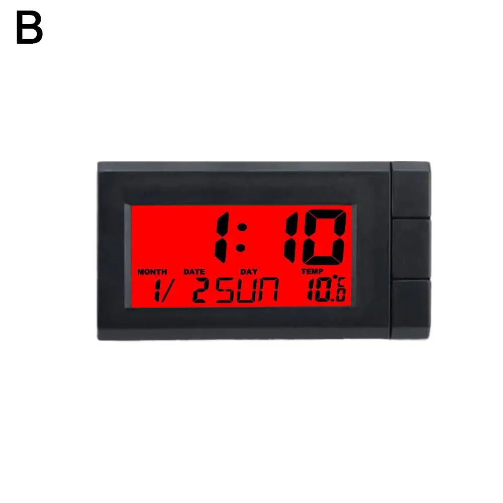 Reloj Digital 3 en 1 para coche, accesorio con pantalla Lcd, calendario, temperatura, retroiluminación, T1e6