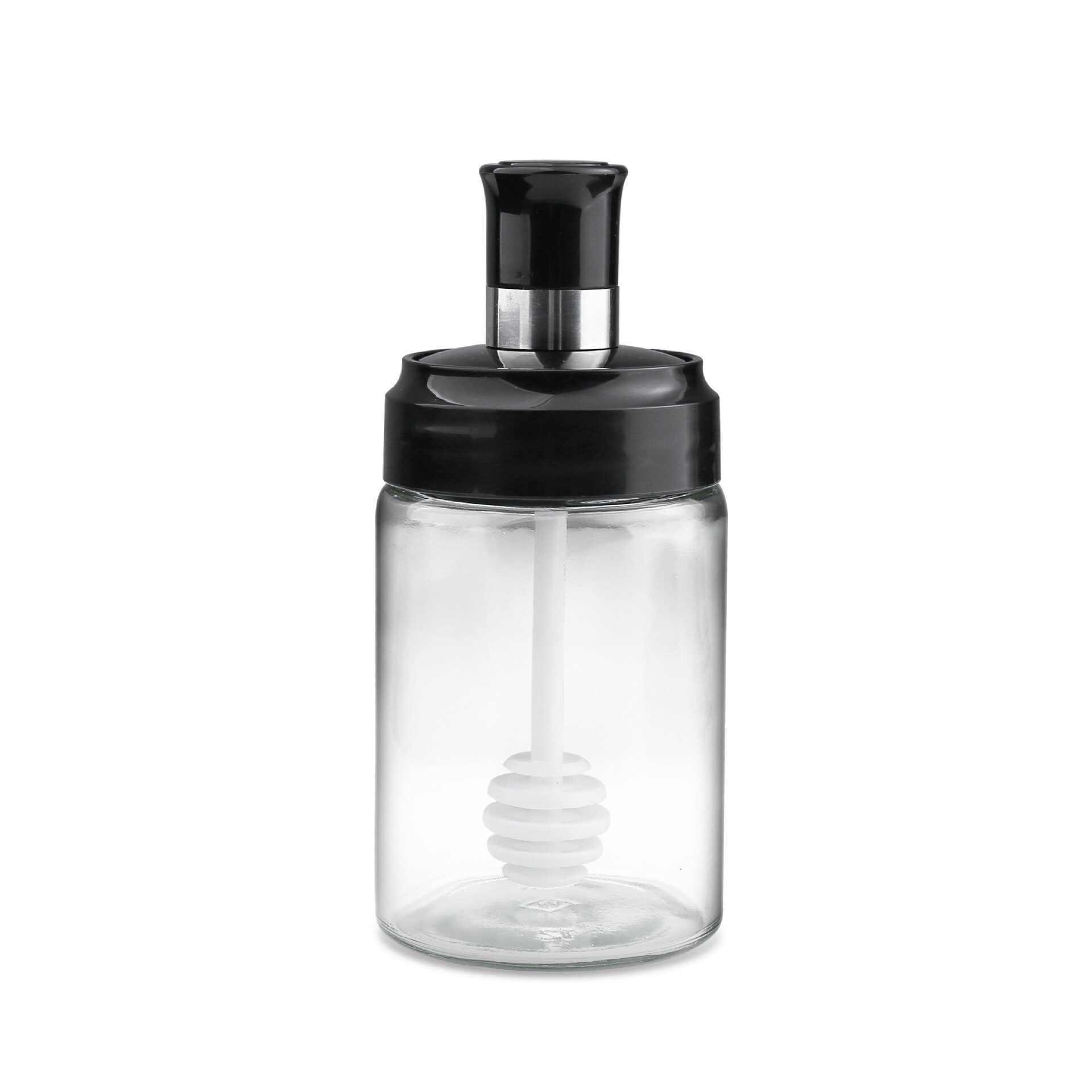 Frascos de vidrio para especias con bandeja, juego de agitadores de sal, azúcar y pimienta, organizador de condimentos con cuchara, utensilios de cocina creativos, 3 unids/set por juego: honey-200ml
