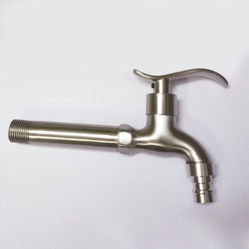 17cm Stainless Steel Lengthen Faucet Wall Mounted Washing Machine Faucet Mop Pool Tap Outdoor Garden Bibcock Single Cold Faucet: A2