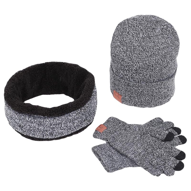 Vinter varm beanie slouchy hat tørklæde hals varmere handsker sæt tøj & tilbehør: Qh