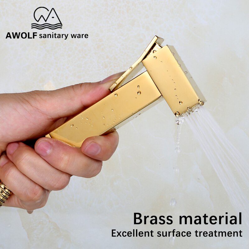 Toilet Bidet Sprayer Shattaf Hand Held Douche Kit Shiny Titanium Gold Bathroom Toilet Jet Cleaner Bidet Shower Head AP2130
