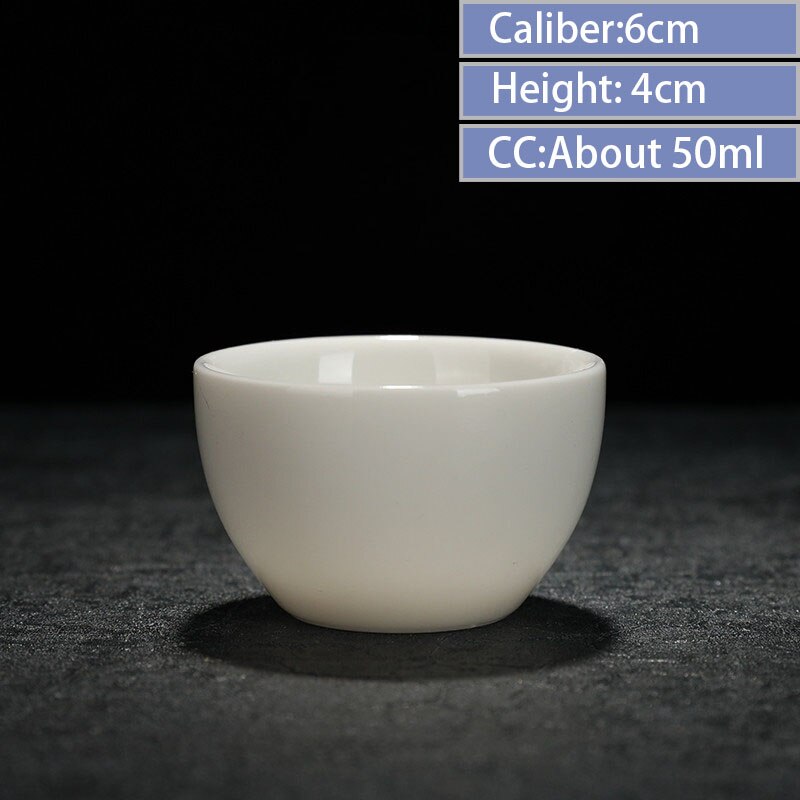 2 pcs/lot Chinese Ceramic Tea Cups pure white tea bowl Individual Cup Teaware Accessories Single cups porcelain Drinkware: E