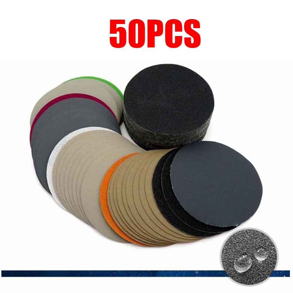 50 kpl 3 tuuman 75mm piikarbidin hiomapaperi 600-10000 karkea hiekkakiekko