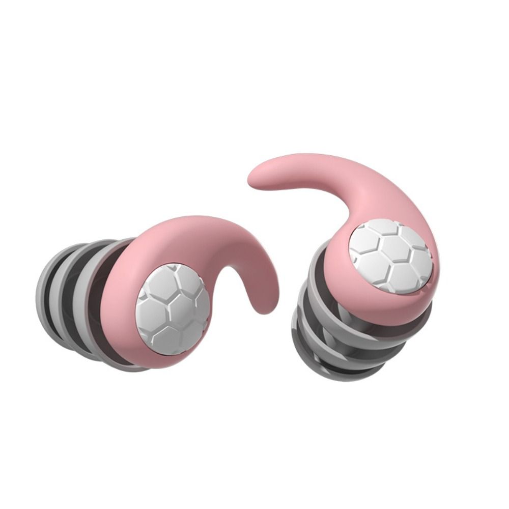 Ear Protector Swimming Earplugs Waterproof Sound Blocking Silicone Earplugs Swimming Soft Three Layer Waterproof Ear Plug: Pink