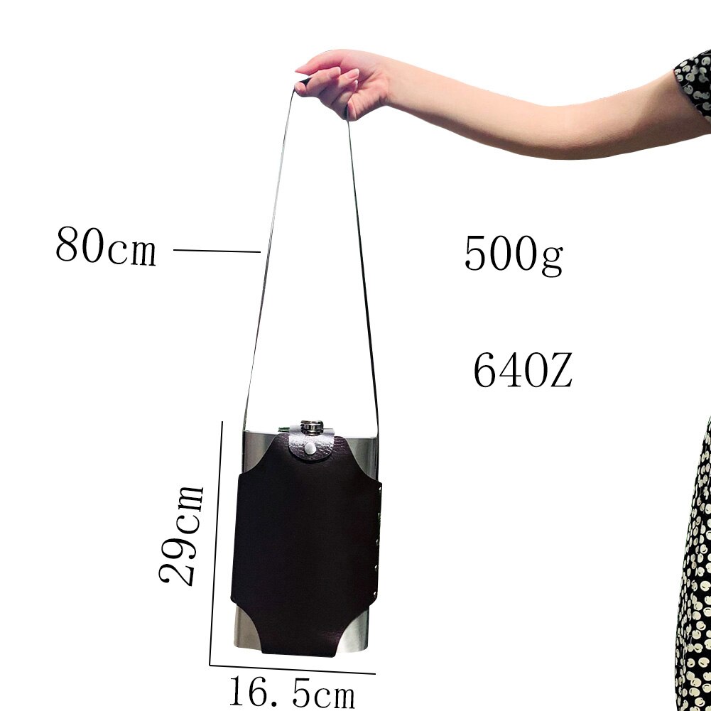 64Oz Grote Capaciteit Roestvrijstalen Ketel Pot Heupfles Alcohol Whiskey Liquor Wijn Fles Met Lederen Case Drinkware
