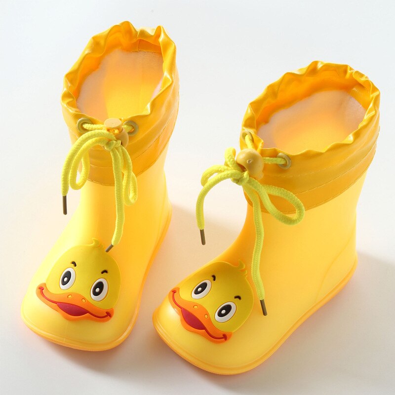 Kids for Boys Girls Cute Autumn winter Boots Rain Boots Waterproof Baby Non-slip Rubber Water Shoes Children Rainboots: SH024-Yellow / 11.5