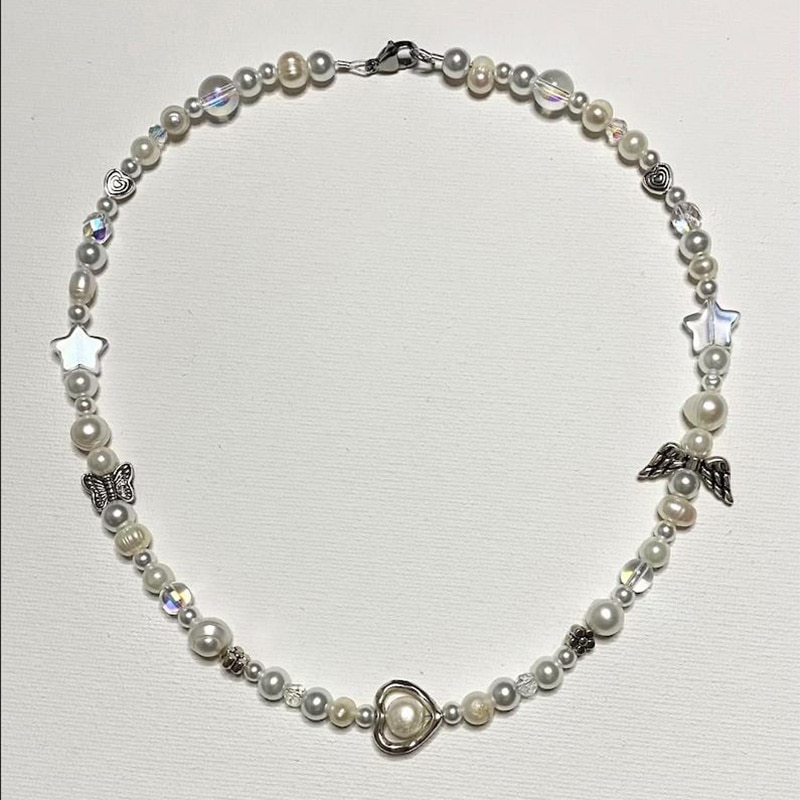 Collana con perline Fairycore con perline di perle di fata collana con perline di vetro bellissima