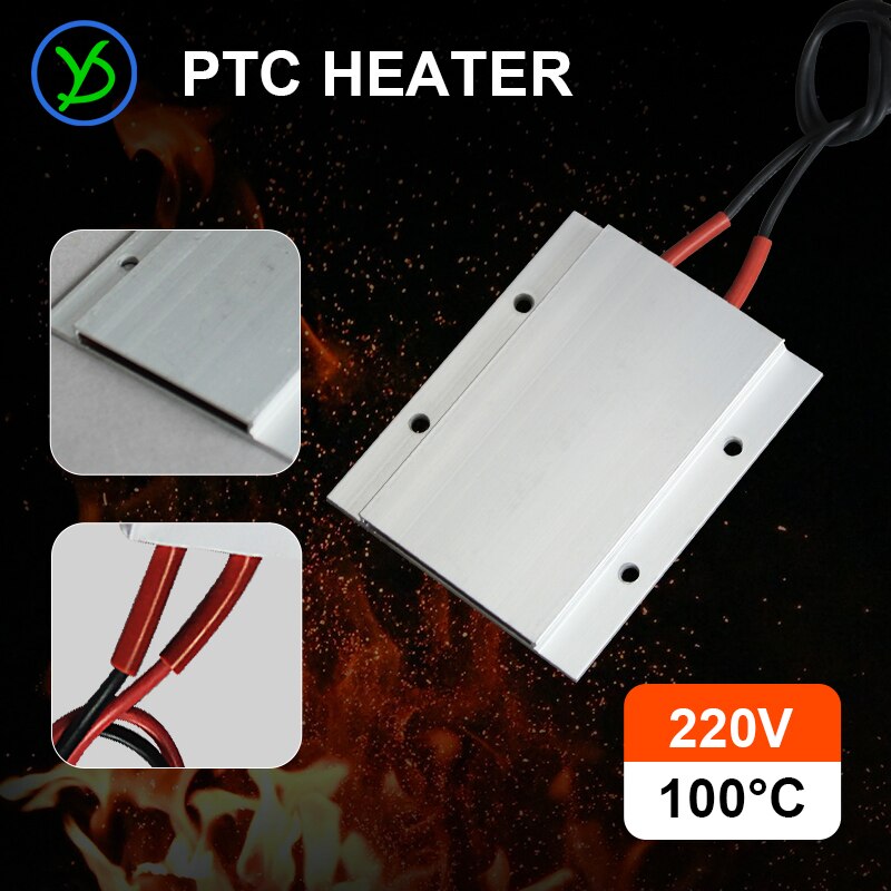 Varmeelement 220v 100 ℃ termostatisk ptc varmelegeme inkubator varmelegeme keramisk aluminium varmelegeme med skal 77*62mm