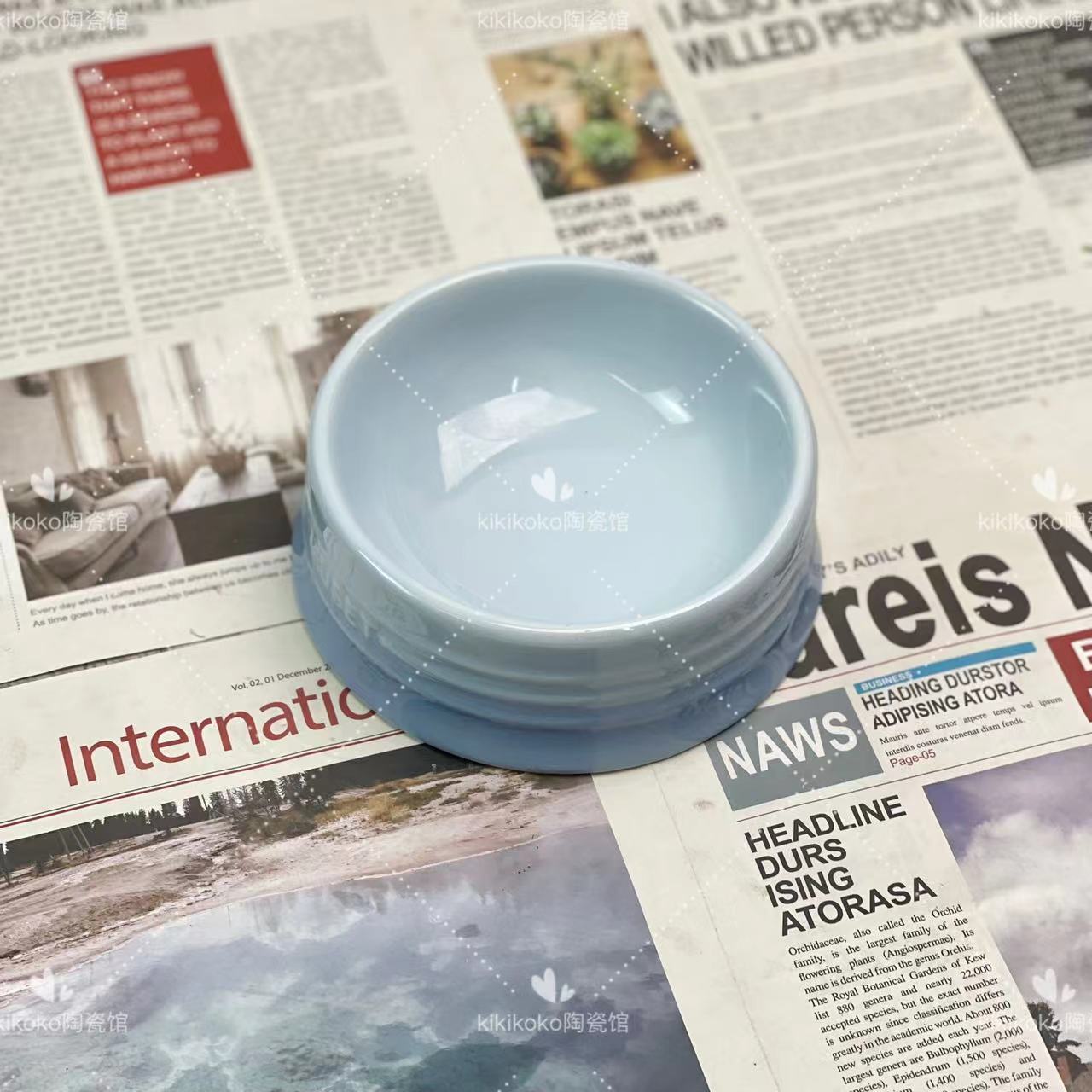 Bol d'eau en céramique française pour chat, Protection des pieds hauts, calibre Cervical, 5 pouces, eau potable, couleur Macaron de haute beauté: WHITE
