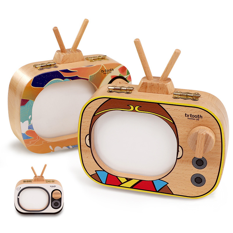 Trä baby tandlåda trä mjölk tänder låda tand arrangör lagring pojkar flickor spara souvenir för barn