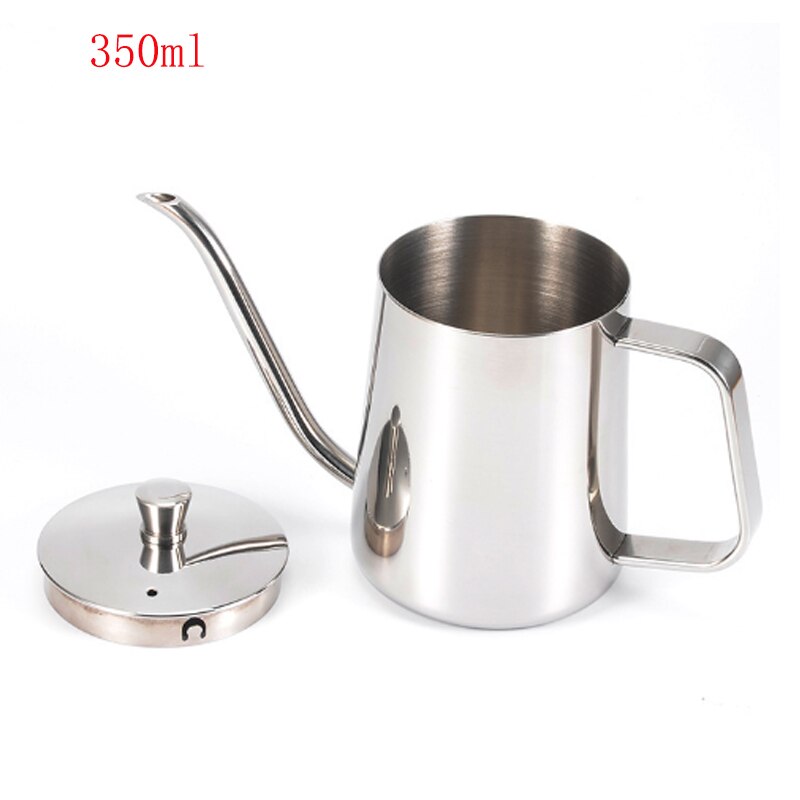 350ml 600ml 304 Stainless Steel Long Narrow Spout Coffee Pot Gooseneck Kettle Hand Drip Kettle Pour Over Coffee With lid: 350ml with lid