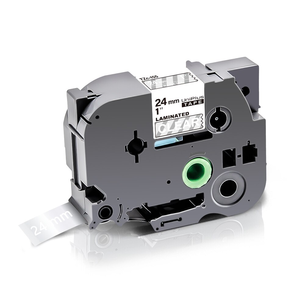 UniPlus 20 Colors 24mm Label Tape 251 Compatible Label Maker Black on White Printer Ribbon Sticky: White on Clear