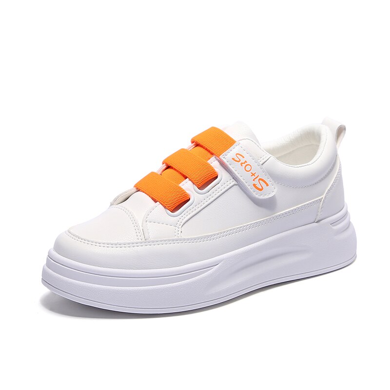 Damen Leichte Klett Kleine Weiße Schuhe Komfortable Hohe und Niedrigen Turnschuhe Wanderschuhe: Orange / 37