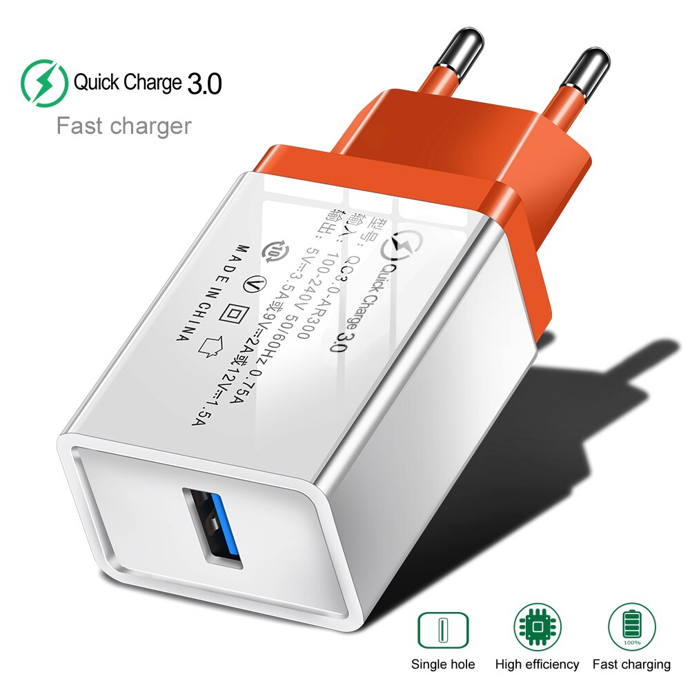 Suhach Quick Charge 3.0 USB Charger QC 3.0 QC Turbo Fast Charging EU Travel Wall Charger For Xiaomi mi 9 Huawei P30 Mobile Phone: EU Plug / Orange