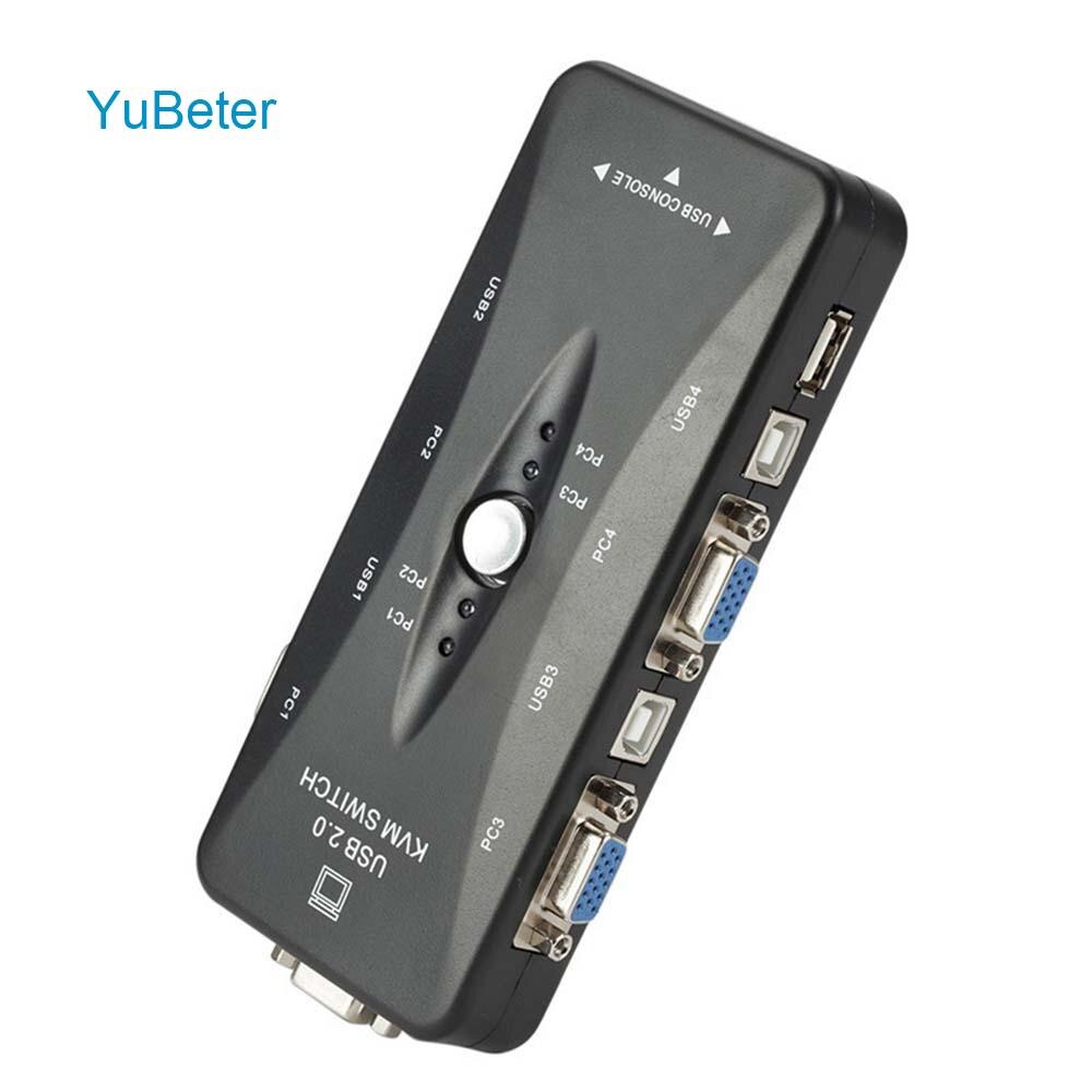 YuBeter 4 Poorts KVM Switch Adapter VGA SVGA Switcher Met USB 2.0 Toetsenbord Muis Delen Port Splitter Box 1920*1440