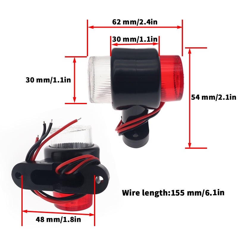 10-30v bil 8 led rød &amp; hvide dobbelte sidemarkeringslygter, blinklys, advarselslampe for frigang til påhængsvogn rv lastbil