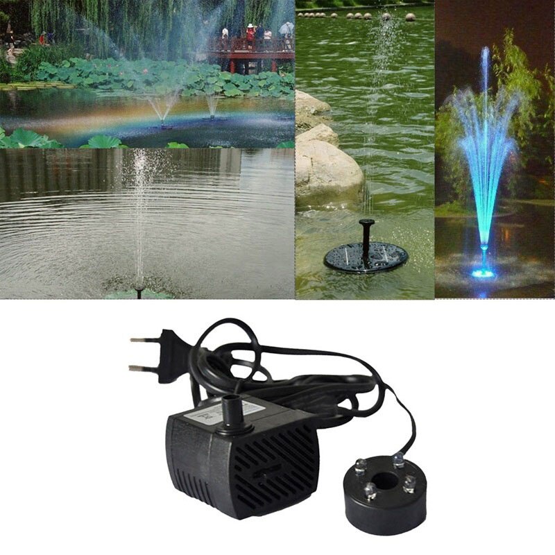 Juego de fuente de agua Solar para jardín y piscina, Panel Solar para riego, accesorios para pecera doméstica, cascadas: LED EU PLUG