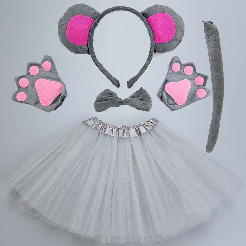 Costume Cosplay pour adultes et enfants, souris, Rat, accessoires pour fête d&#39;anniversaire, bandeau, queue, jupe, fête prénatale, Halloween