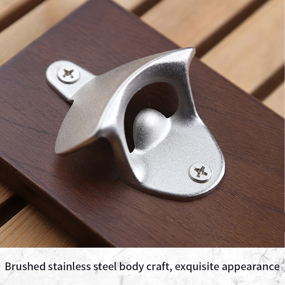 Wall Mounted Bottle Opener Wooden Refrigerator Mount Home Decor Fathers Day Wood Bottle Opening Board Beer Opener Cap