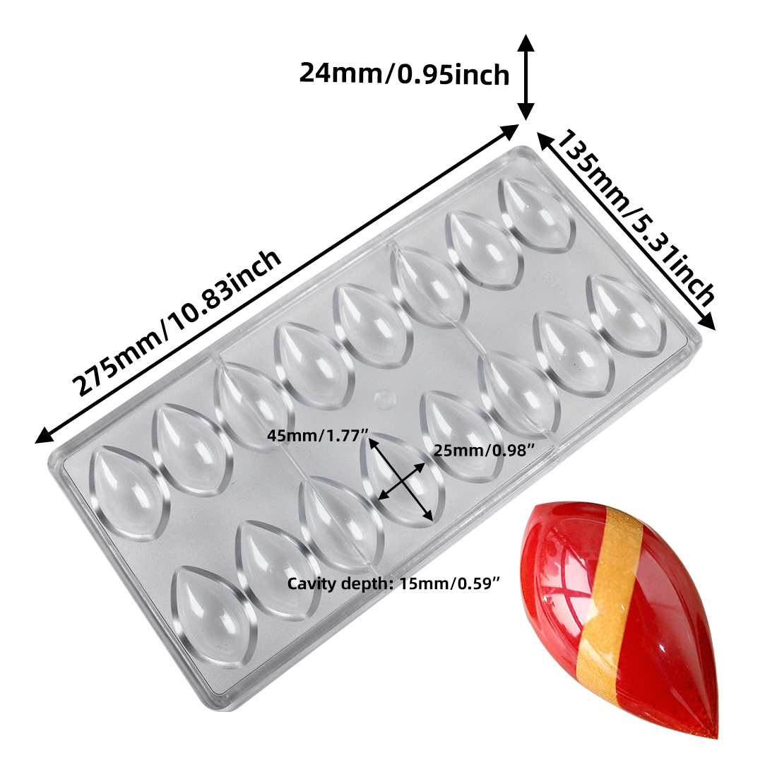 3D Polycarbonate Chocolate Molds Tray Forms For Baking Chocolate Bar Cake Thick Mould Pastry Tools for Bakery Mold: 2260PE