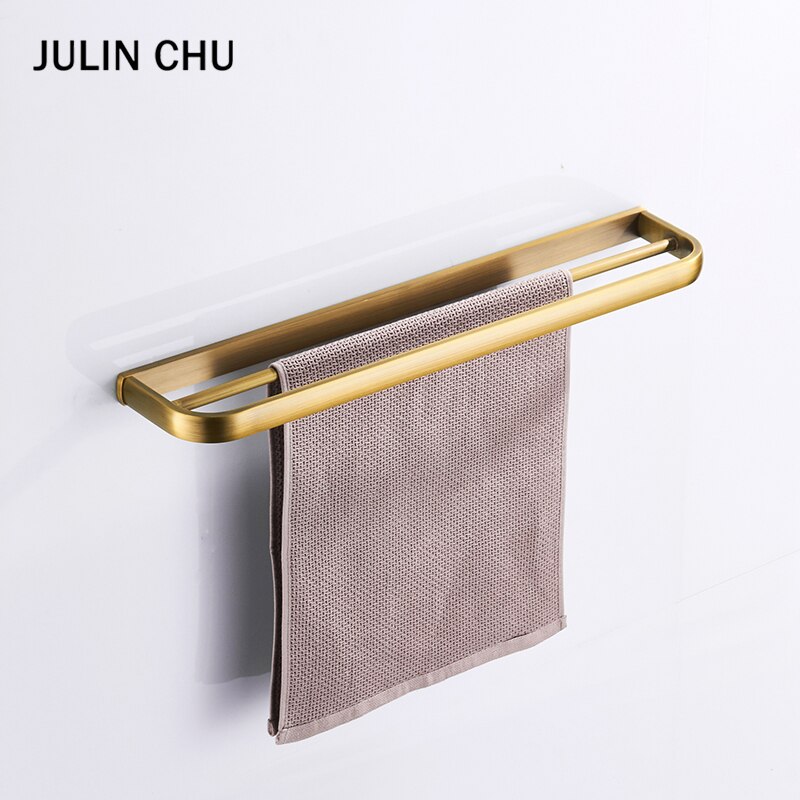 Bronze Bathroom Double Towel Rail Bar Antique Black White Clothes Bathtowel Hanging Vintage Brass Bathroom Towel Holder Shelf