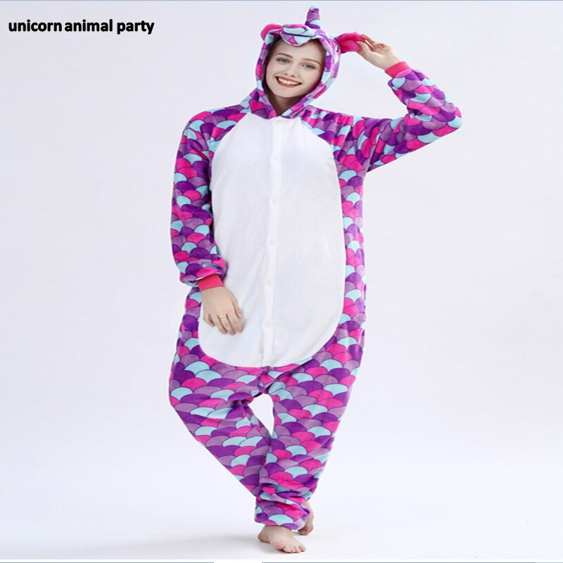 Kigurumi Onesies Cosplay Colored unicorns halloween Christmas Party Pyjamas costumes carnival costume hoodies: Green / L