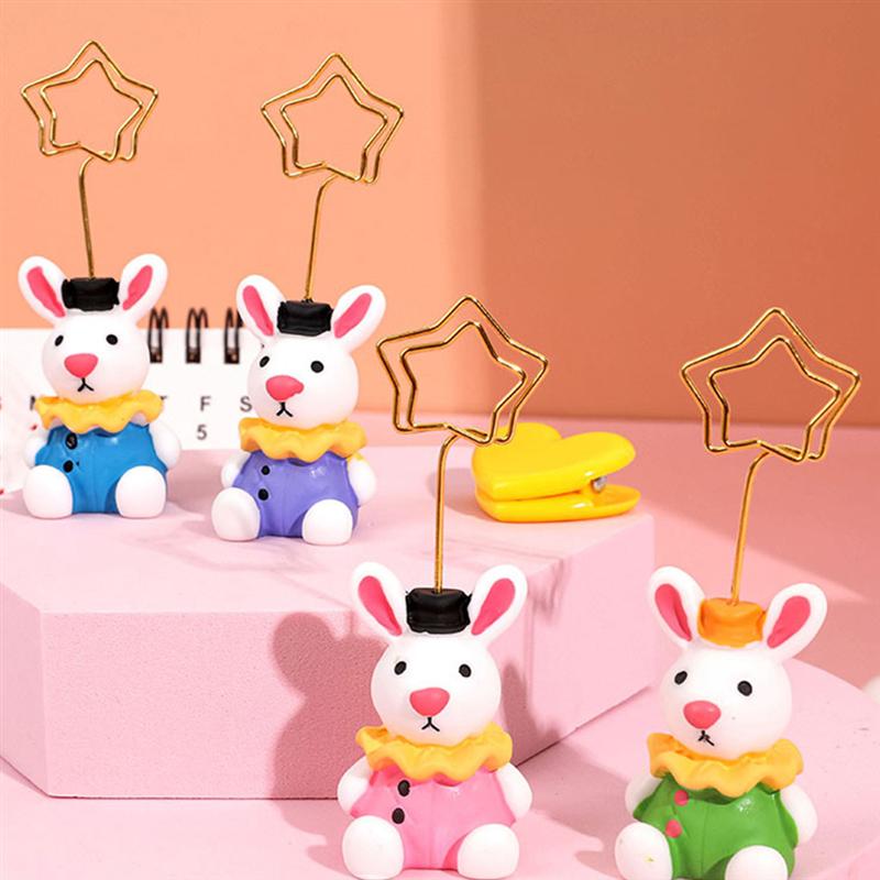 4Pcs Desktop Foto Clip Hars Bunny Vorm Mini Picture Card Clip Memo Clip