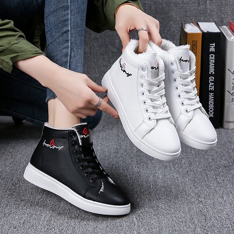 Damesschoenen winter dameslaarzen warme bont pluche dames casual schoenen veterschoenen sneakers dames platform sneeuwlaarzen