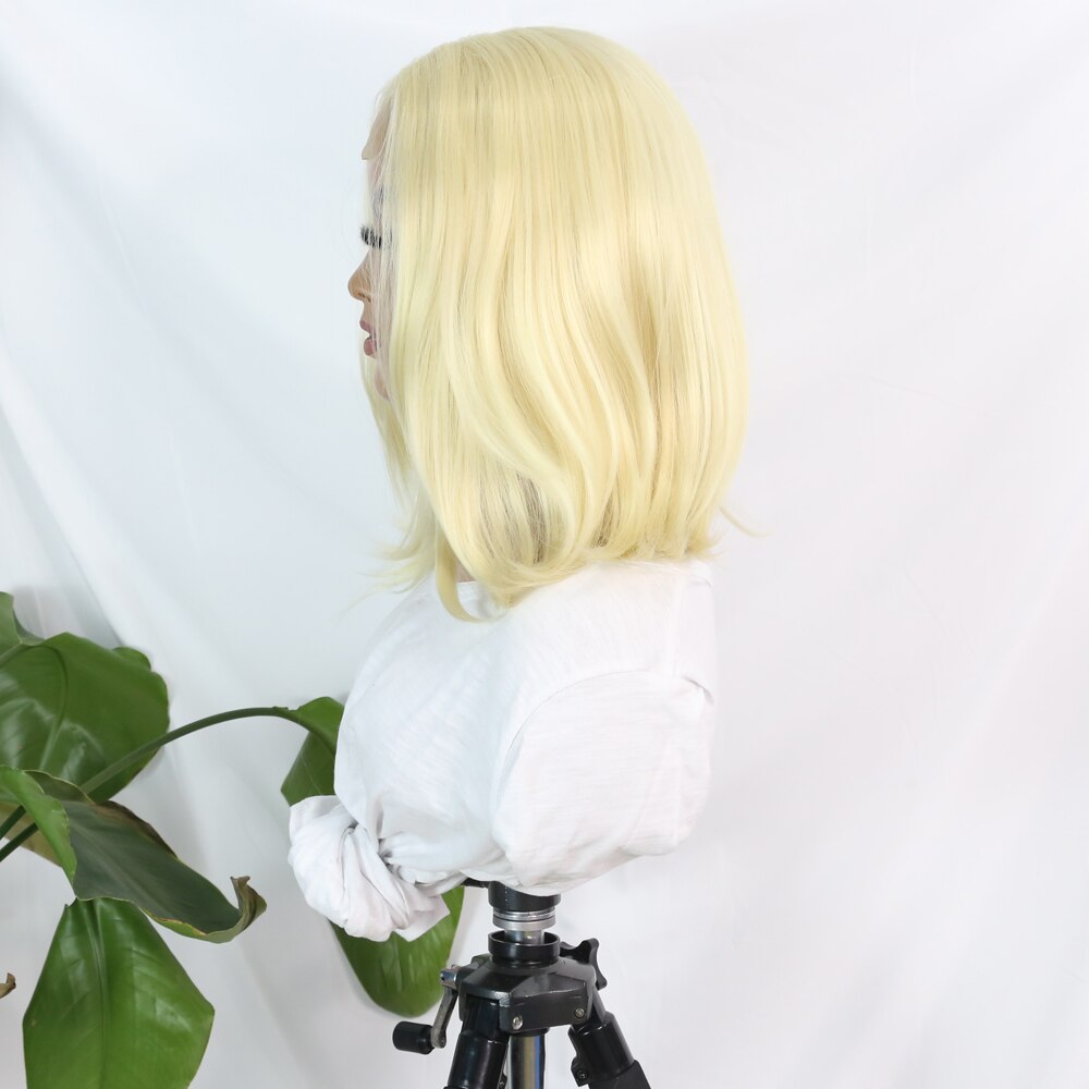 Synthetic Lace Wigs for Women 613 Color Blonde Wig Middle Part Lace Wave/Straight Hair Daily/Party/Cosplay Heat Resistant Fiber