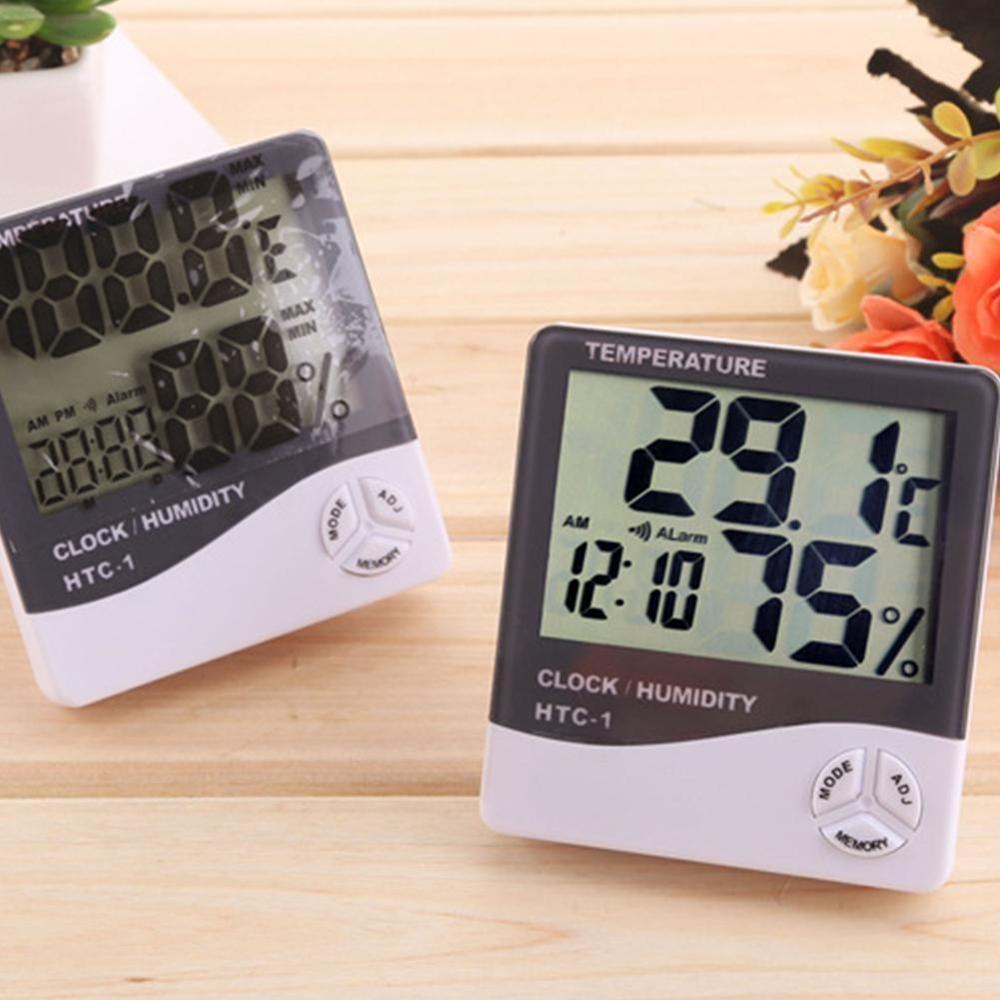 Digitale Temperatuur Vochtigheid Meter Indoor Outdoor Hygrometer Thermometer C/F Weerstation 1Pcs Lcd Met Wekker Functie