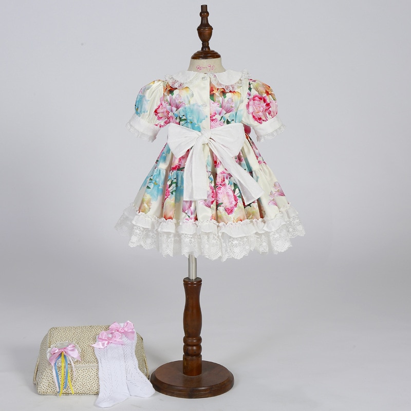 Di alta qualità Dolce Gilrs Lolita vestito Carino Bambini vestito dalla Principessa del fiore Kawaii Fata Fiore Capretti del vestito Spagnolo Palazzo di stile del vestito
