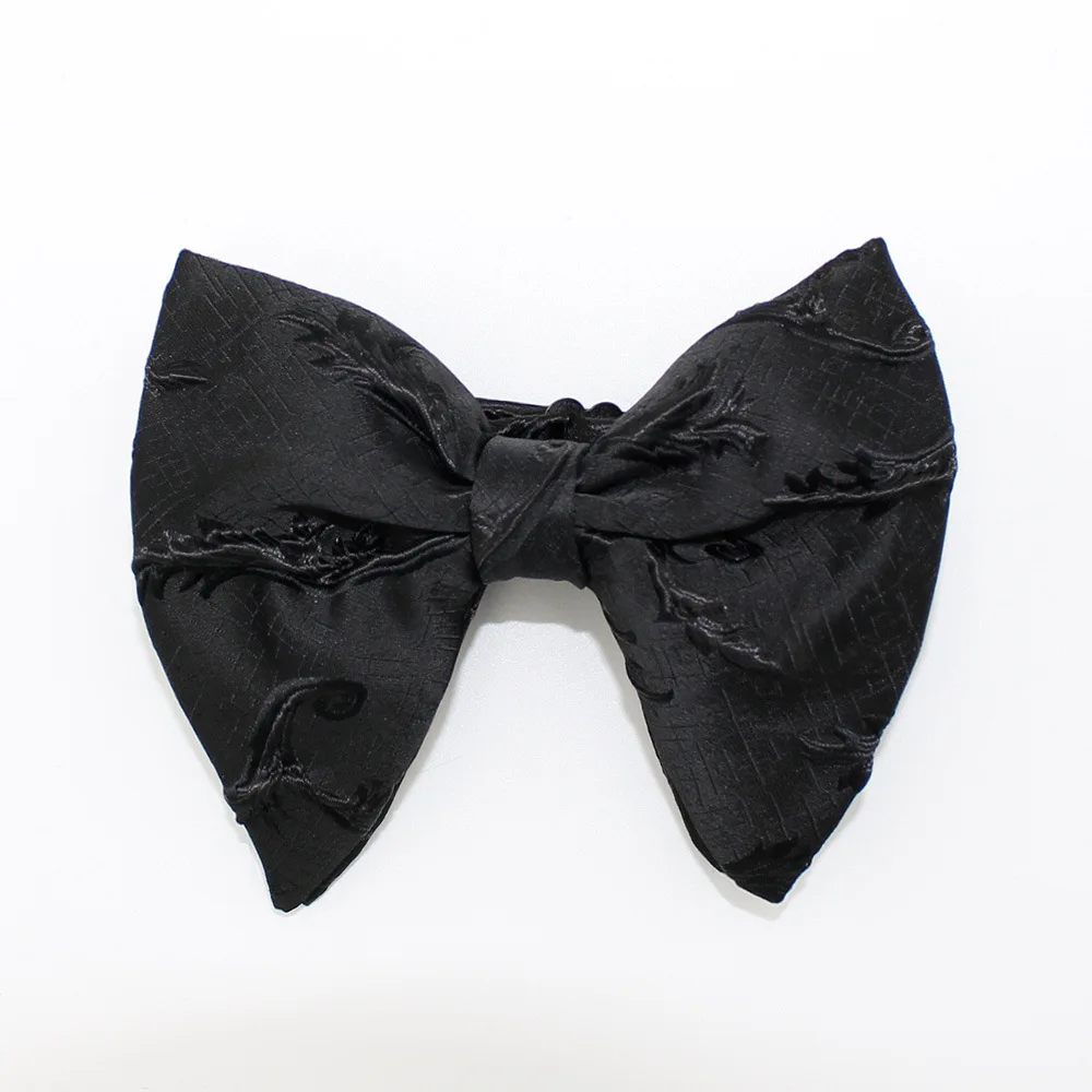 Pajaritas de tela Retro para hombre, pajarita grande informal a la , camisas blancas para hombre, corbata para novio, accesorios de joyería para boda: Negro