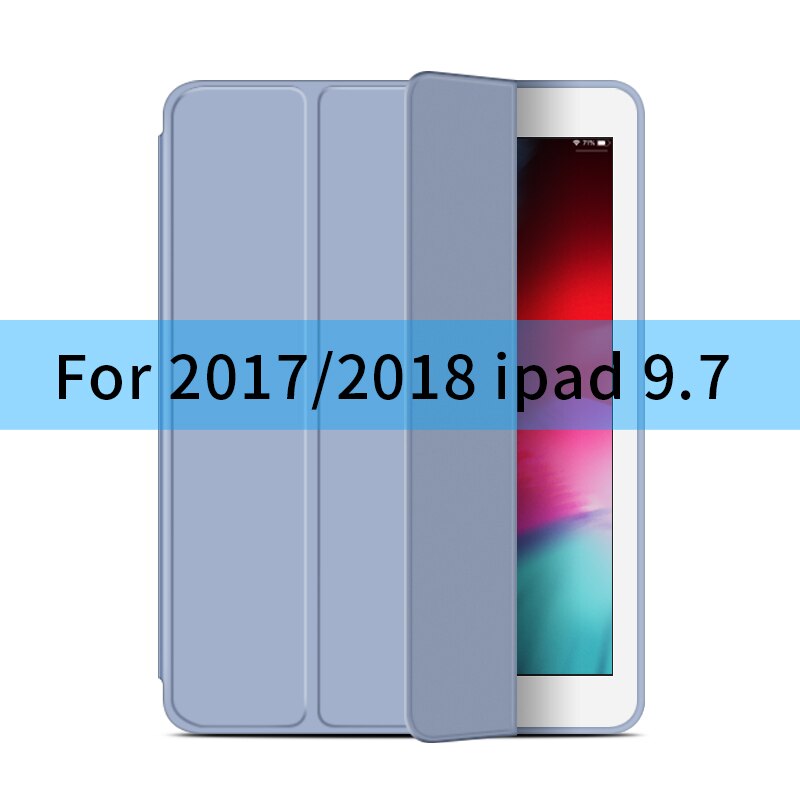 For iPad Air 2 Air 1 Case 9.7 Funda Silicone Soft Back 10.5 Pu Leather Smart Case for iPad mini 1 2 3 4 5 generation Case: 2018-Graypurple